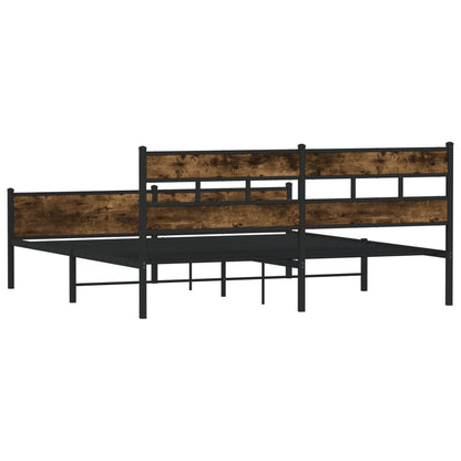 Metal Bed Frame without Mattress Smoked Oak 193x203 cm