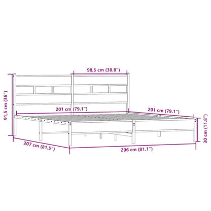 Metal Bed Frame without Mattress Sonoma Oak 200x200 cm