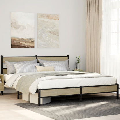 Metal Bed Frame without Mattress Sonoma Oak 200x200 cm