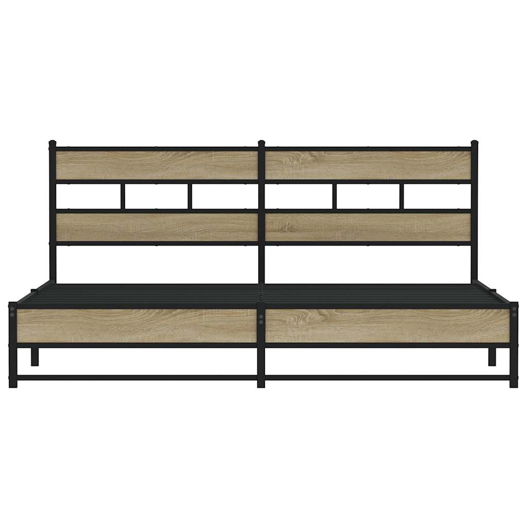 Metal Bed Frame without Mattress Sonoma Oak 183x213 cm