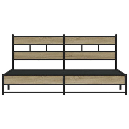Metal Bed Frame without Mattress Sonoma Oak 183x213 cm