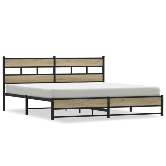 Metal Bed Frame without Mattress Sonoma Oak 200x200 cm