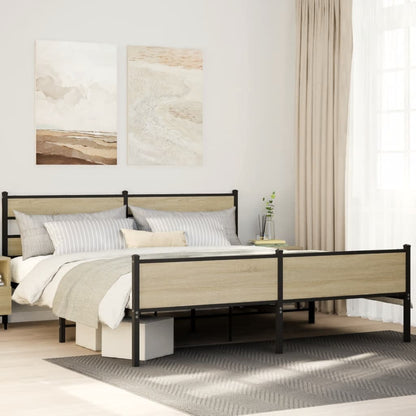 Metal Bed Frame without Mattress Sonoma Oak 180x200 cm Super King