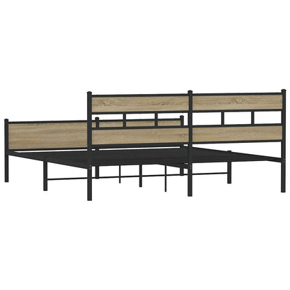 Metal Bed Frame without Mattress Sonoma Oak 183x213 cm