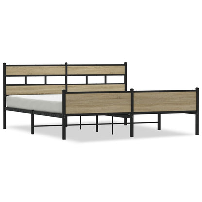 Metal Bed Frame without Mattress Sonoma Oak 200x200 cm