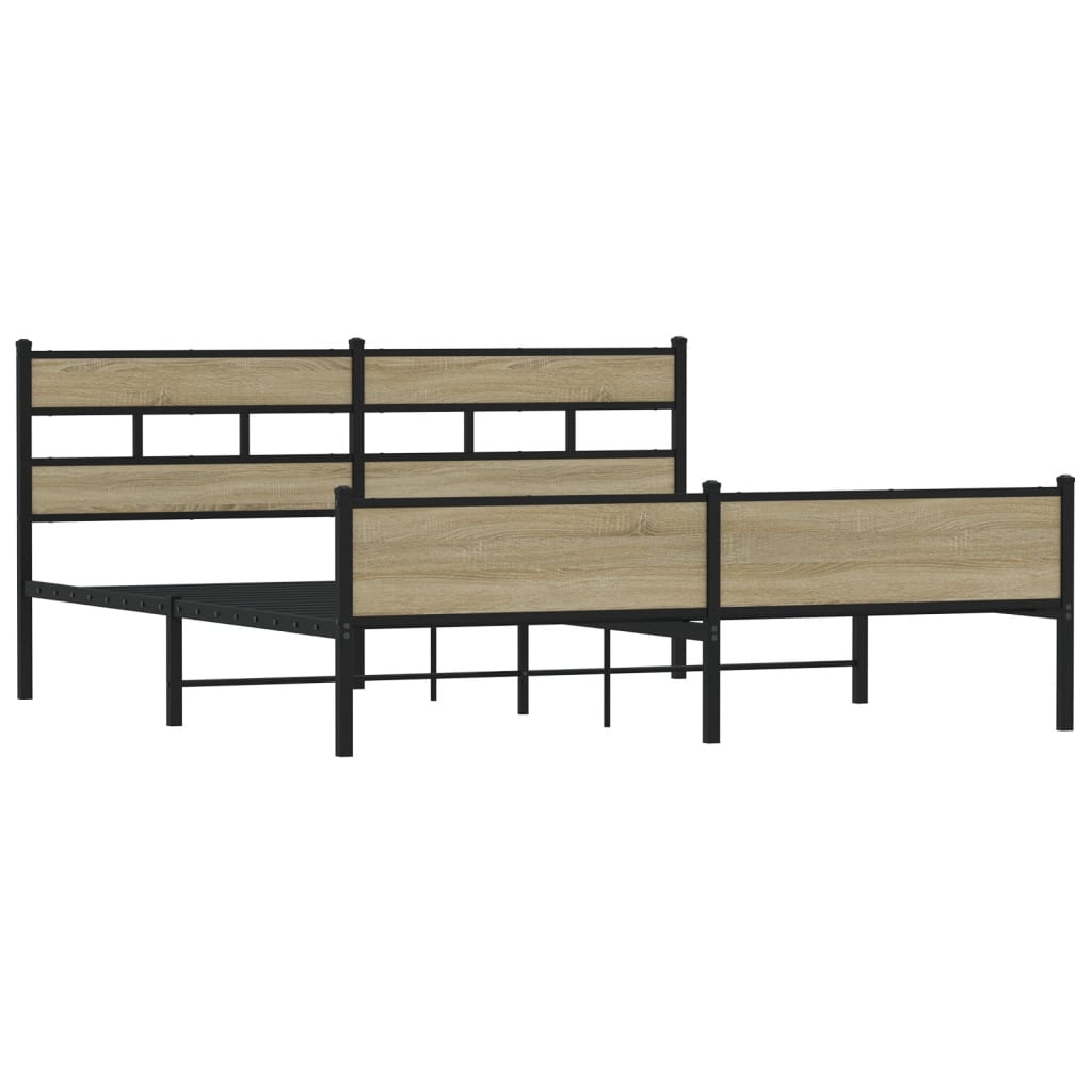 Metal Bed Frame without Mattress Sonoma Oak 200x200 cm