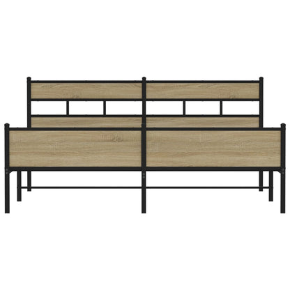 Metal Bed Frame without Mattress Sonoma Oak 200x200 cm