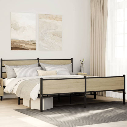 Metal Bed Frame without Mattress Sonoma Oak 200x200 cm