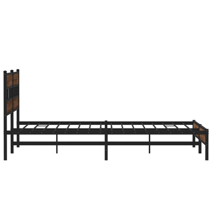 Metal Bed Frame without Mattress Brown Oak 183x213 cm