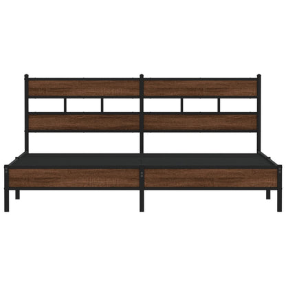Metal Bed Frame without Mattress Brown Oak 200x200 cm