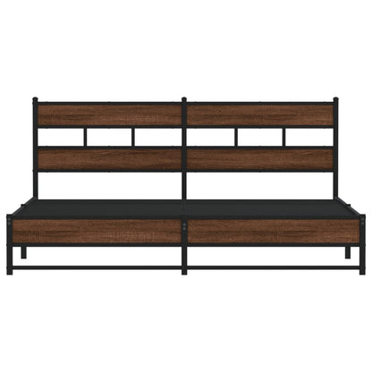 Metal Bed Frame without Mattress Brown Oak 193x203 cm