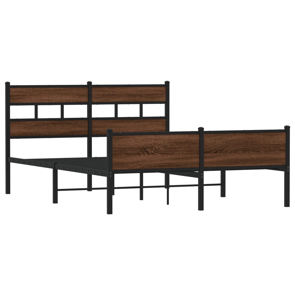 Metal Bed Frame without Mattress Brown Oak 160x200 cm