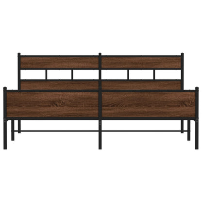 Metal Bed Frame without Mattress Brown Oak 183x213 cm