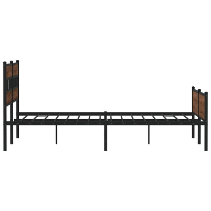 Metal Bed Frame without Mattress Brown Oak 193x203 cm