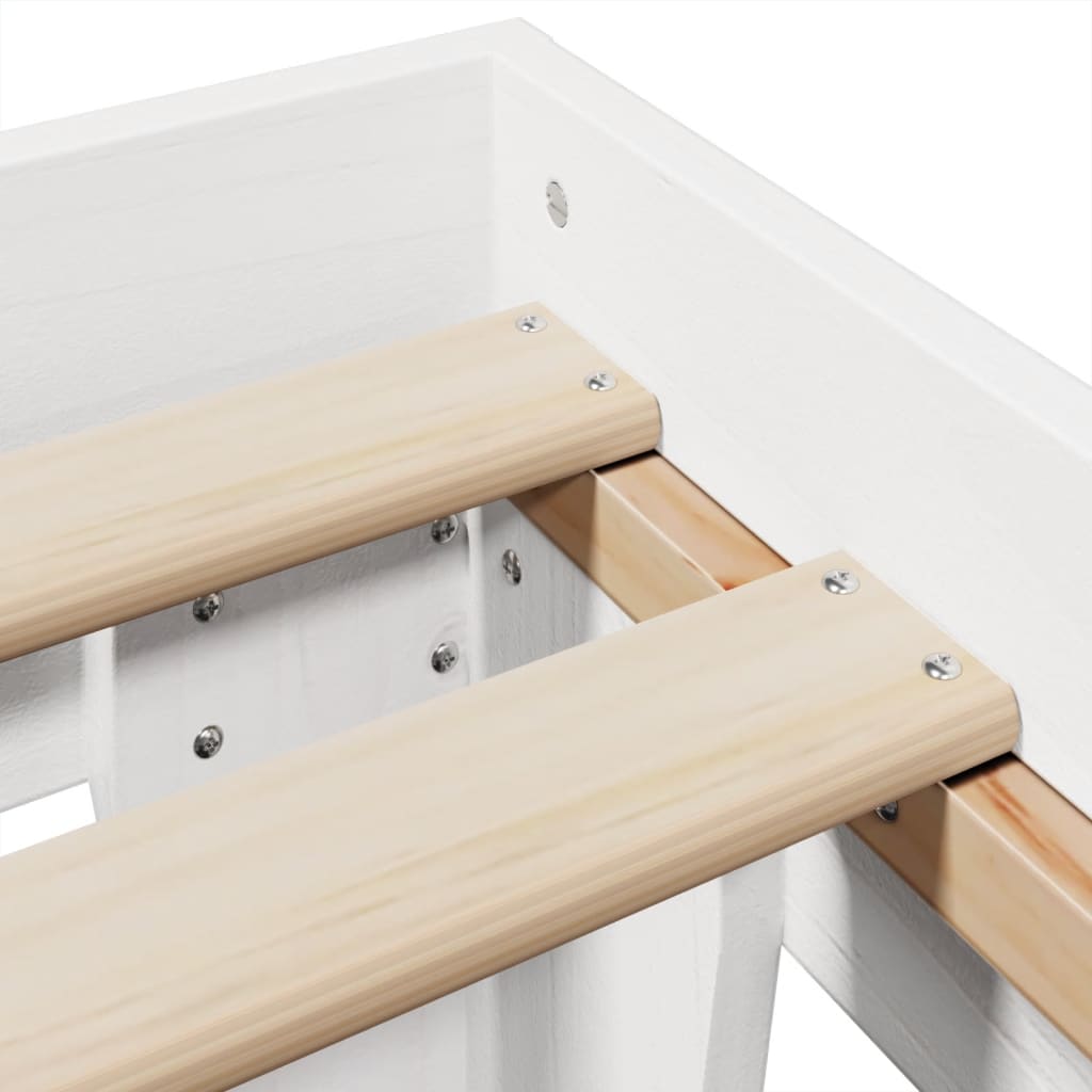 Bed Frame without Mattress White 200x200 cm Solid Wood Pine