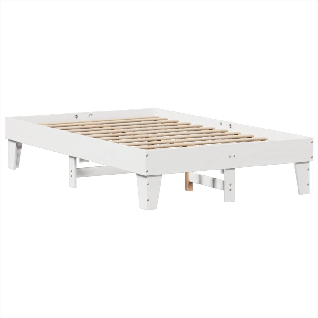 Bed Frame without Mattress White 135x190 cm Double Solid Wood Pine