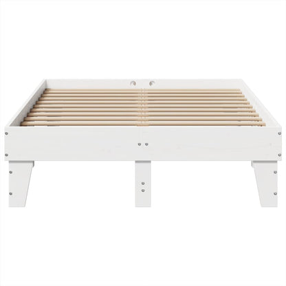 Bed Frame without Mattress White 135x190 cm Double Solid Wood Pine