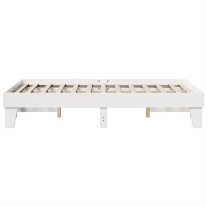 Bed Frame without Mattress White 135x190 cm Double Solid Wood Pine