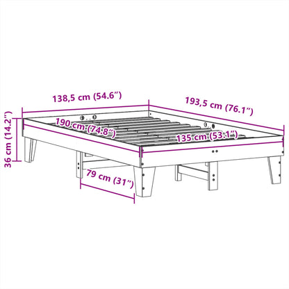 Bed Frame without Mattress White 135x190 cm Double Solid Wood Pine