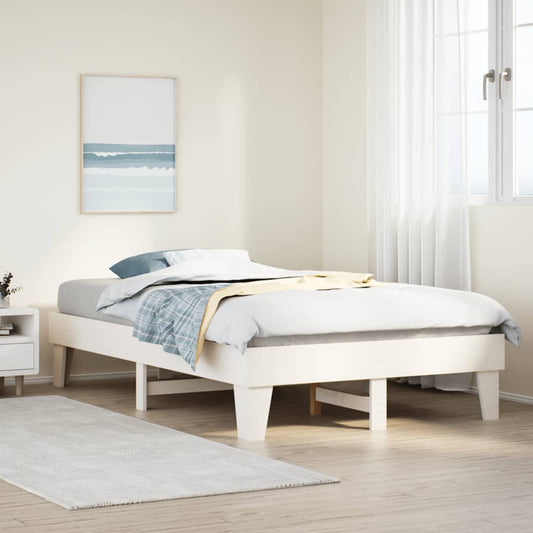 Bed Frame without Mattress White 135x190 cm Double Solid Wood Pine