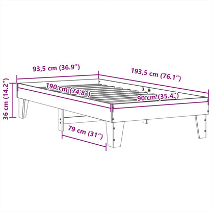 Bed Frame without Mattress White 90x190 cm Single Solid Wood Pine