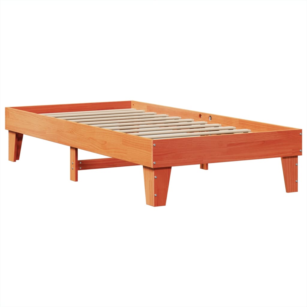 Bed Frame without Mattress Wax Brown 75x190 cm Small Single Solid Wood Pine