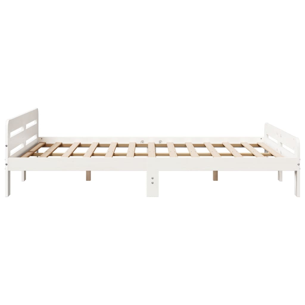 Bed Frame without Mattress White 150x200 cm King Size Solid Wood Pine