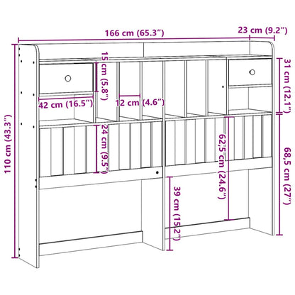 Headboard with Storage 180 cm Solid Wood Pine