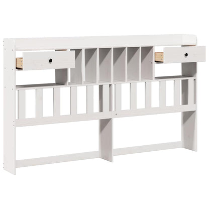 Headboard with Storage White 180 cm Solid Wood Pine
