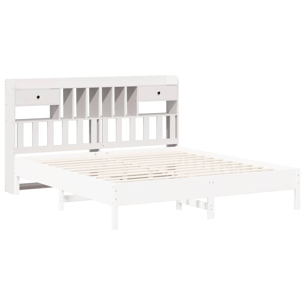 Headboard with Storage White 180 cm Solid Wood Pine