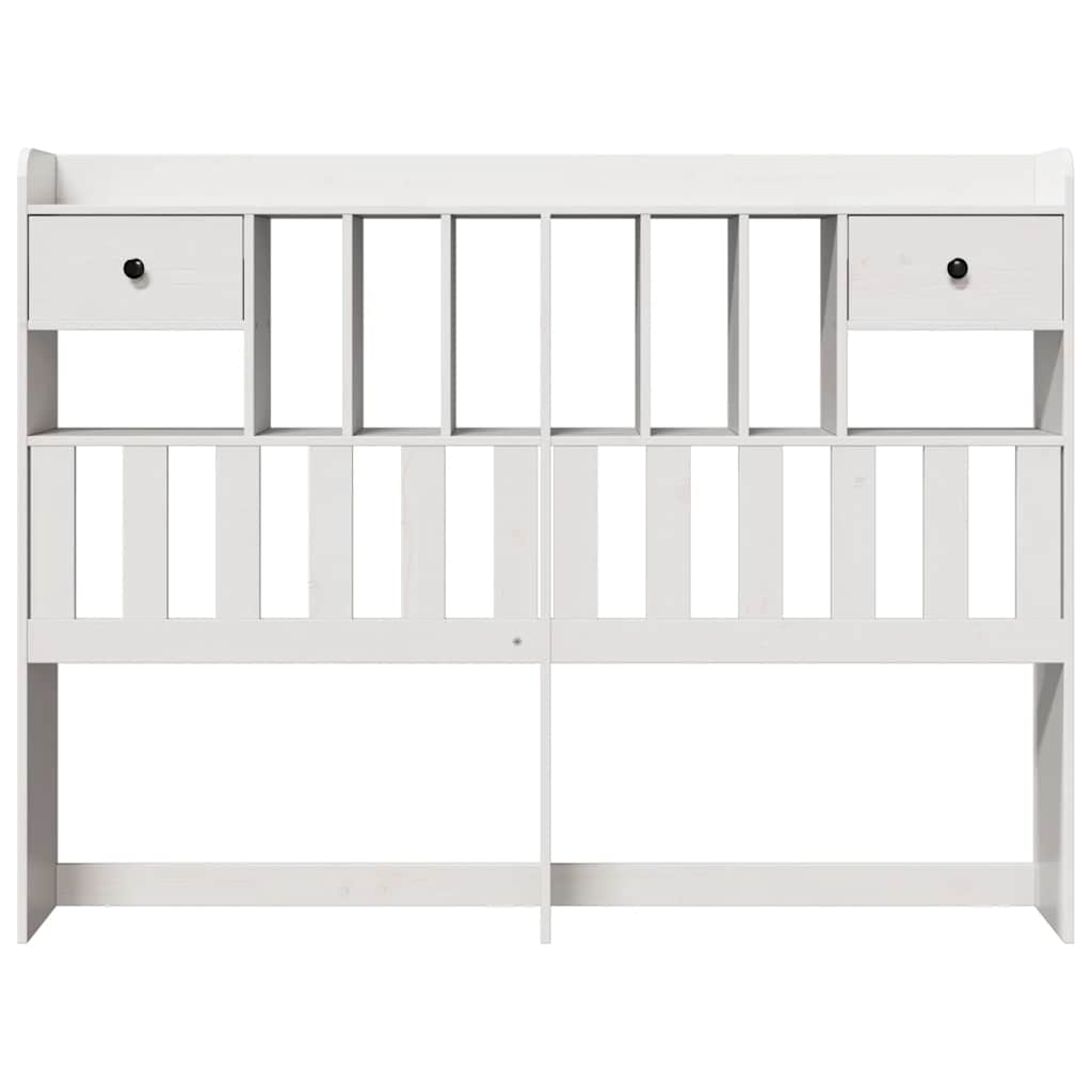 Headboard with Storage White 160 cm Solid Wood Pine
