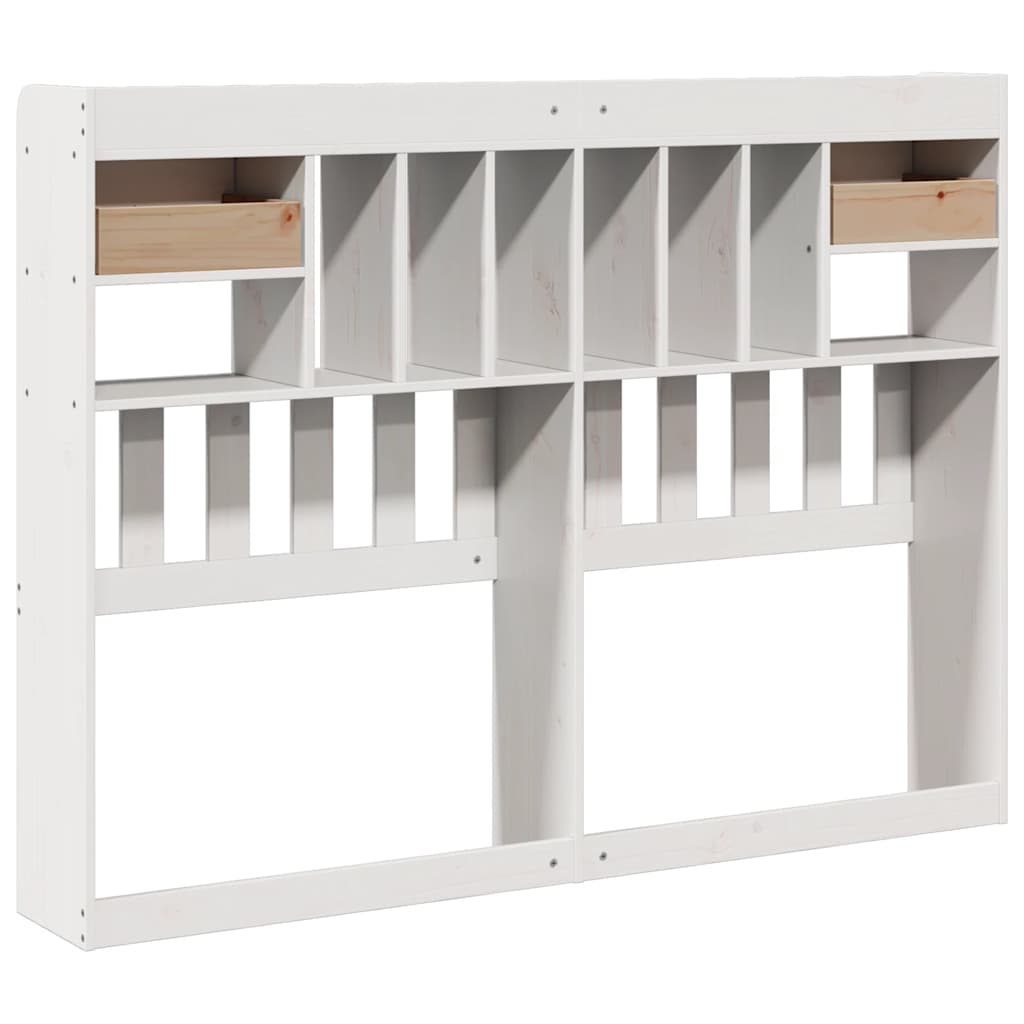 Headboard with Storage White 160 cm Solid Wood Pine