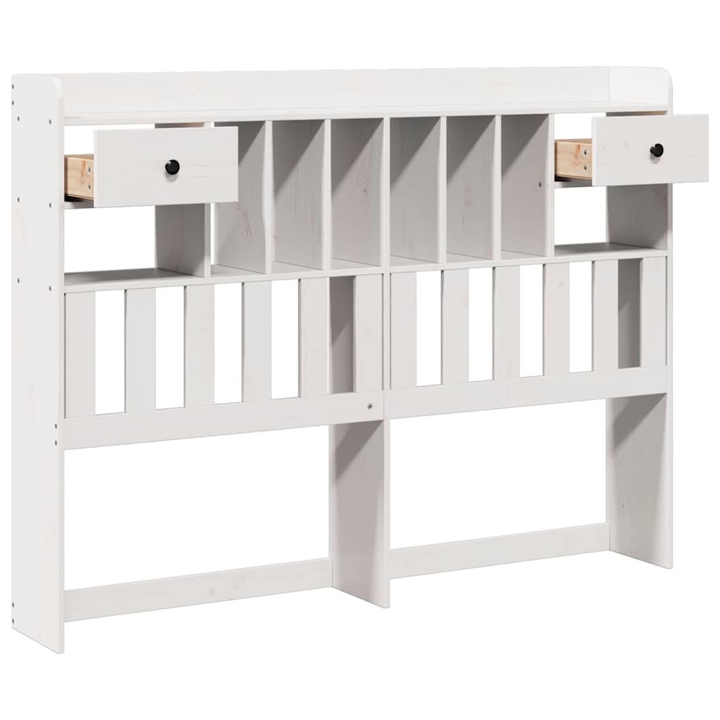 Headboard with Storage White 140 cm Solid Wood Pine