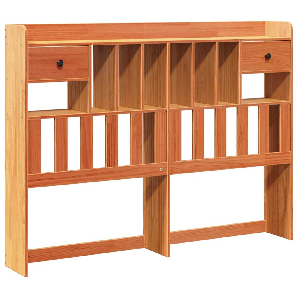 Headboard with Storage Wax Brown 140 cm Solid Wood Pine
