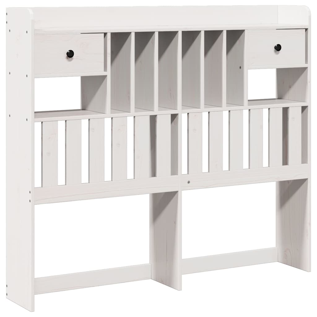 Headboard with Storage White 135 cm Solid Wood Pine