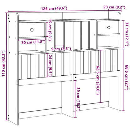 Headboard with Storage Wax Brown 120 cm Solid Wood Pine
