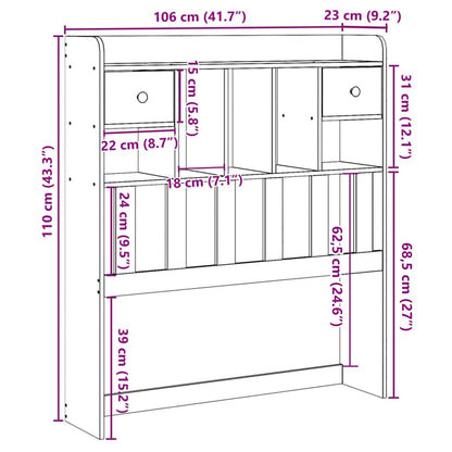 Headboard with Storage 100 cm Solid Wood Pine