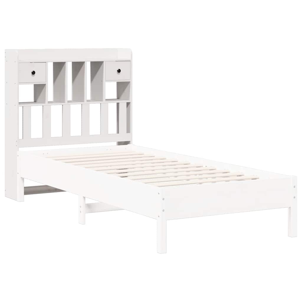 Headboard with Storage White 90 cm Solid Wood Pine