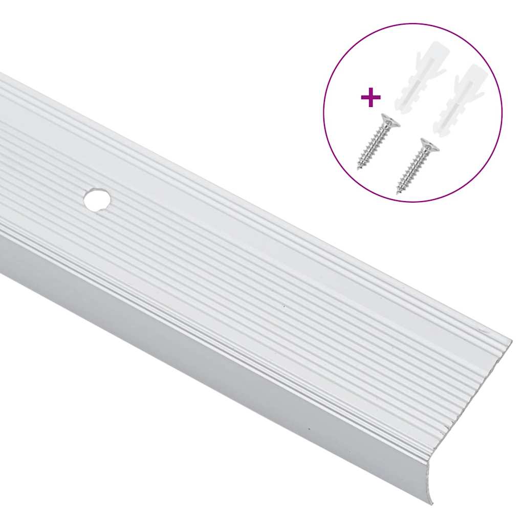 Stair Nosings 10 pcs Silver 67 x 3.5 x 3 cm Aluminium