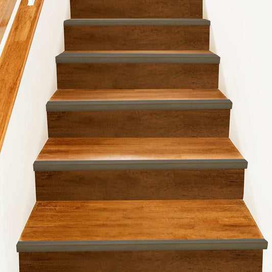 Stair Nosings 30 pcs Brown 67 x 3.5 x 3 cm Aluminium