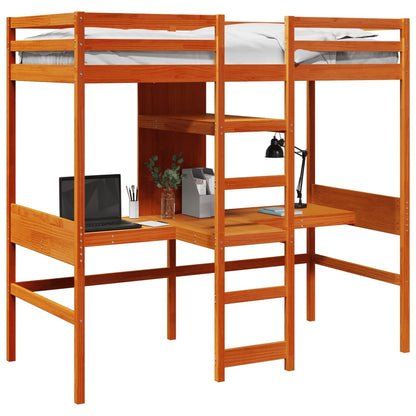 Loft Bed Frame without Mattress Wax Brown 80x200cm Solid Wood Pine
