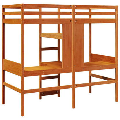 Loft Bed Frame without Mattress Wax Brown 80x200cm Solid Wood Pine