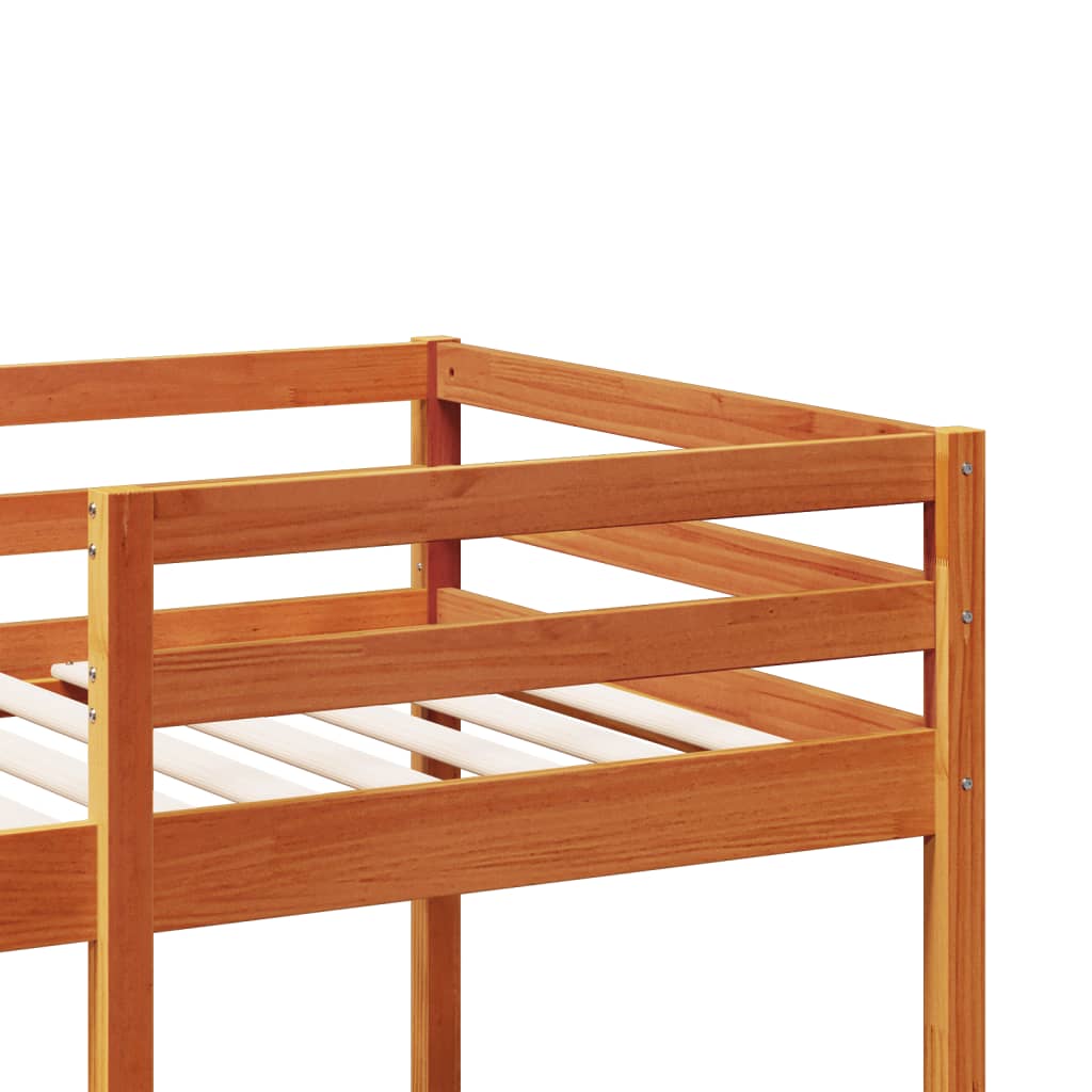 Loft Bed Frame without Mattress Wax Brown 80x200cm Solid Wood Pine