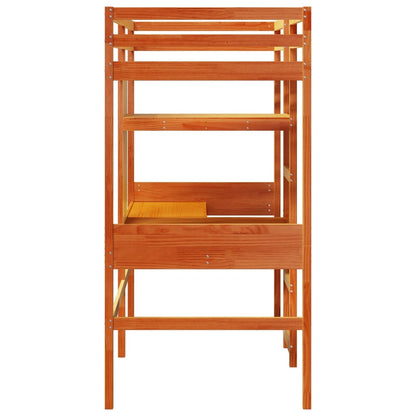 Loft Bed Frame without Mattress Wax Brown 75x190cm Solid Wood Pine