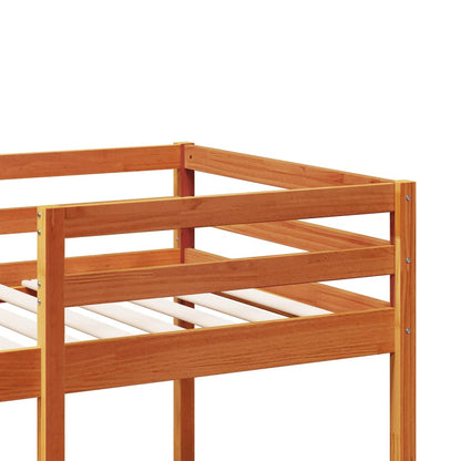 Loft Bed Frame without Mattress Wax Brown 75x190cm Solid Wood Pine
