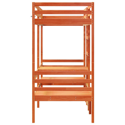 Loft Bed Frame with Desk and Chairs Wax Brown 90x200cm Solid Wood Pine