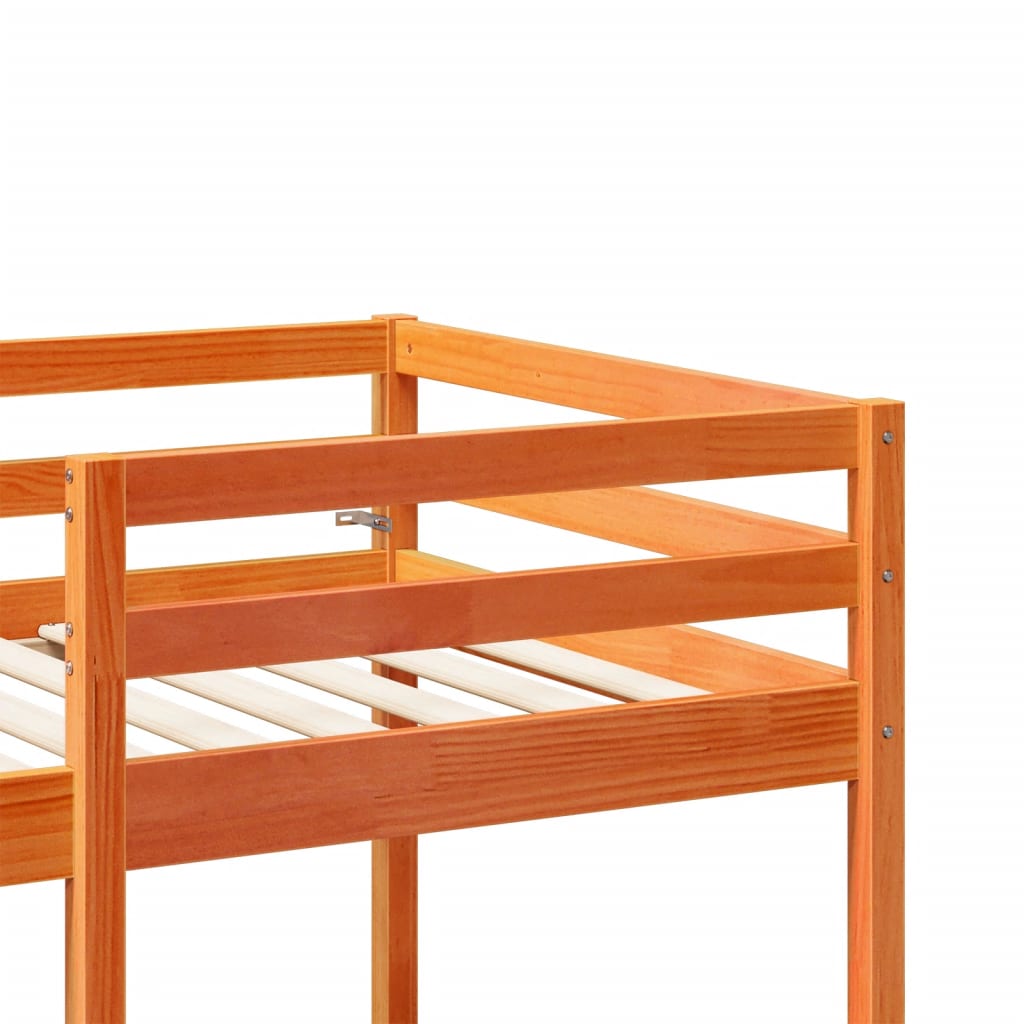 Loft Bed Frame with Desk and Chairs Wax Brown 90x200cm Solid Wood Pine