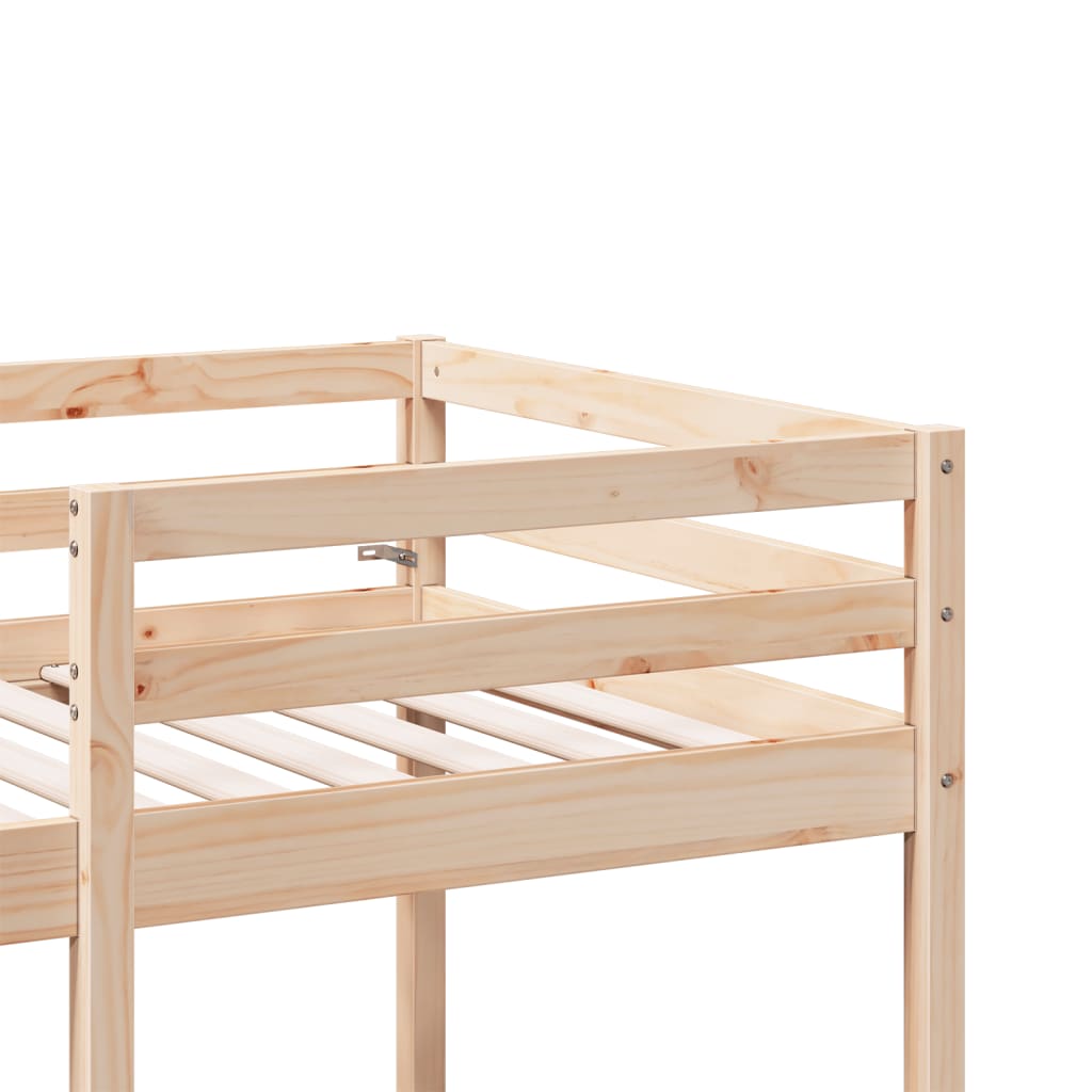 Loft Bed Frame with Desk and Chairs 75x190cm Solid Wood Pine