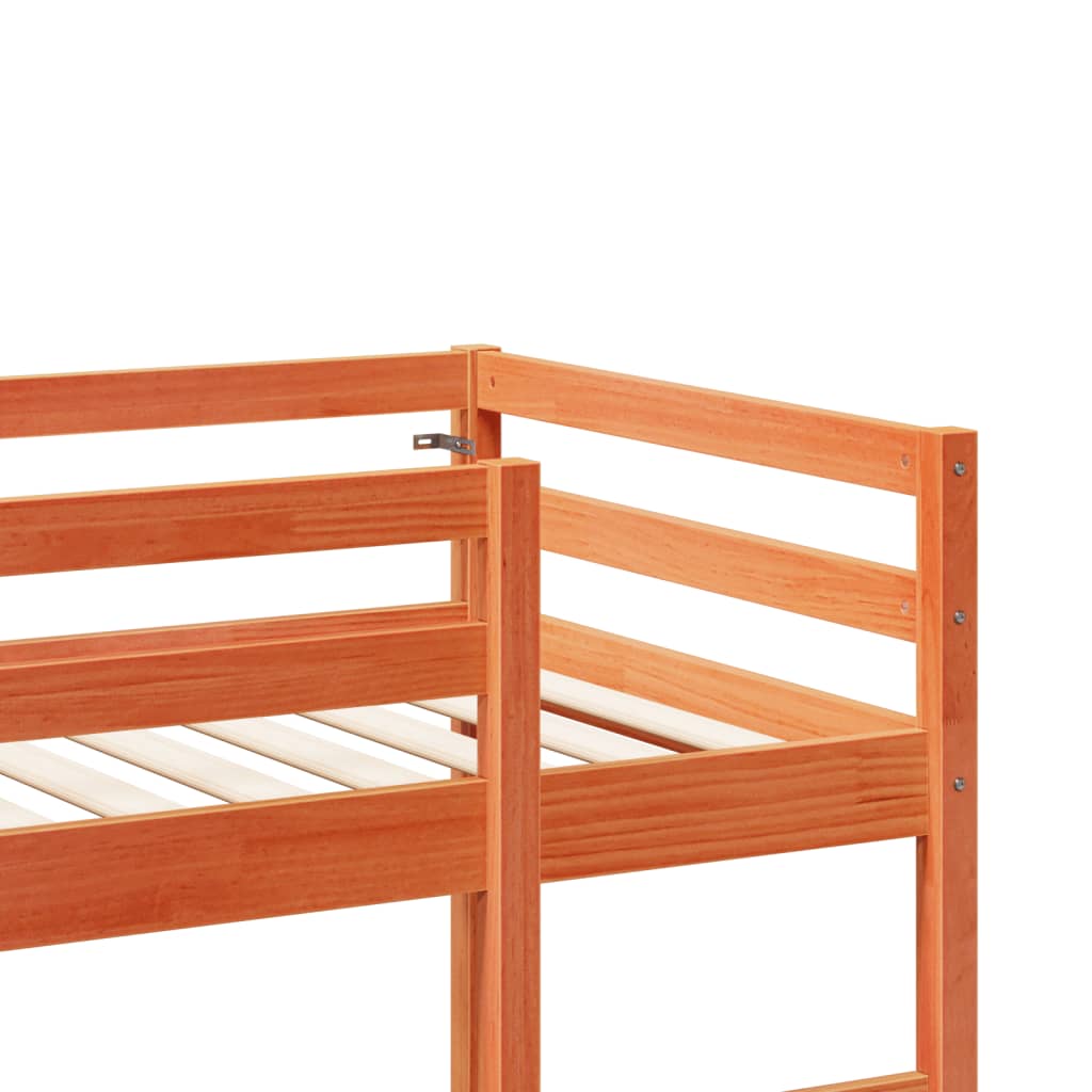 Loft Bed Frame without Mattress Wax Brown 75x190 cm Small Single Solid Wood Pine
