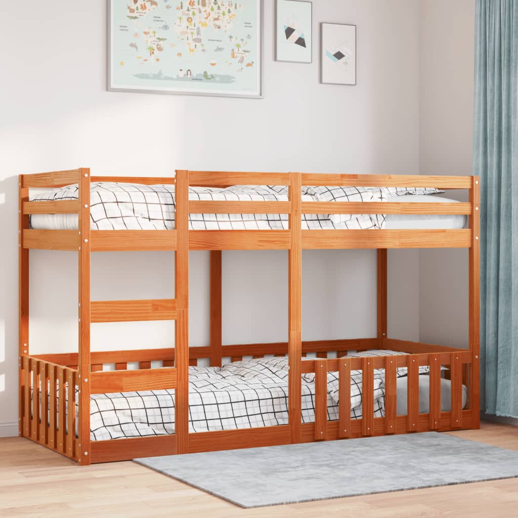 Bunk Bed Wax Brown 90x200 cm Solid Wood Pine